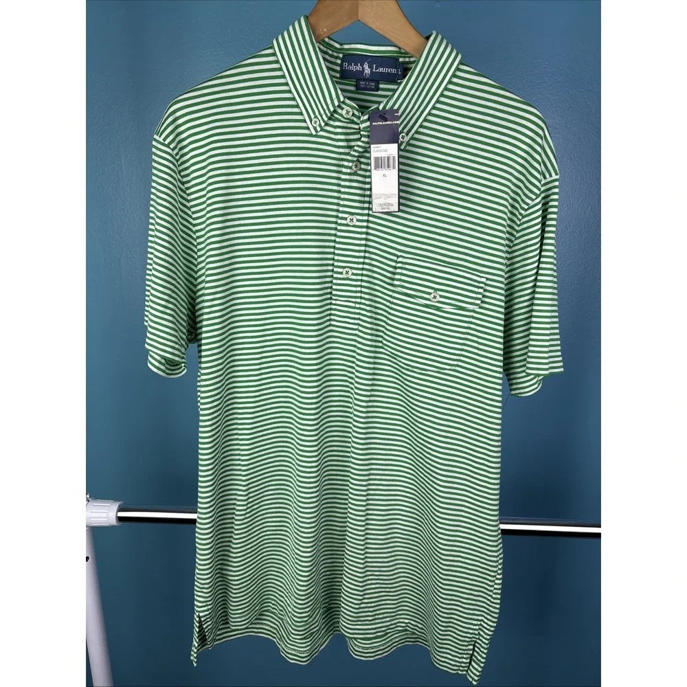Ralph Lauren Men's Xl Classic Fit Striped Pocket Polo Shirt Pony $90 Old Money